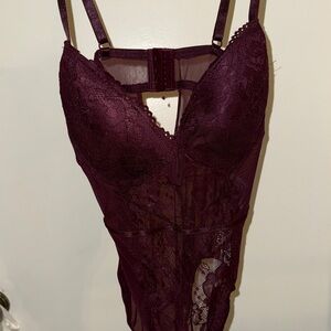 Forever 21 Burgundy Lace Bodysuit